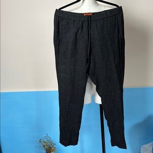 Barena Linen Charcoal Gray Black Slim Fit Joggers with Elastic Cuffs size 50